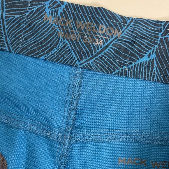 Mack Weldon Shorts 33/34 Mens Blue Black Printed Hybrid Board Golf Zip Pocket - Picture 10 of 12